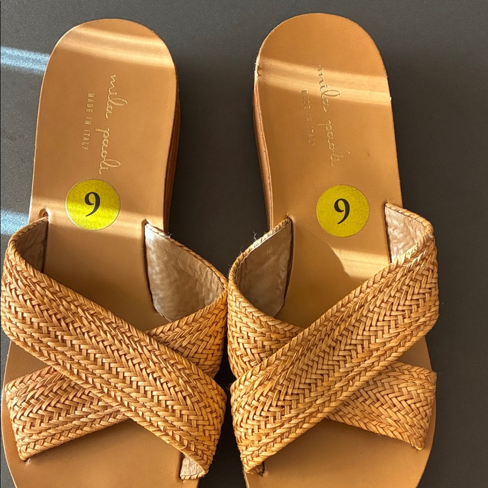 Nude Peep-Toe Woven Sandals